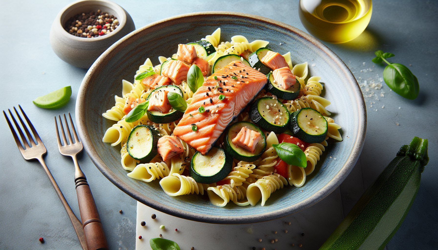 pasta con salmone e zucchine